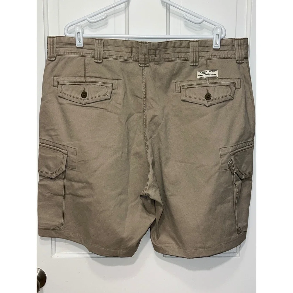 Polo Ralph Lauren Mens 40 Tan Khaki Classic Polo Chino Cotton Cargo Shorts